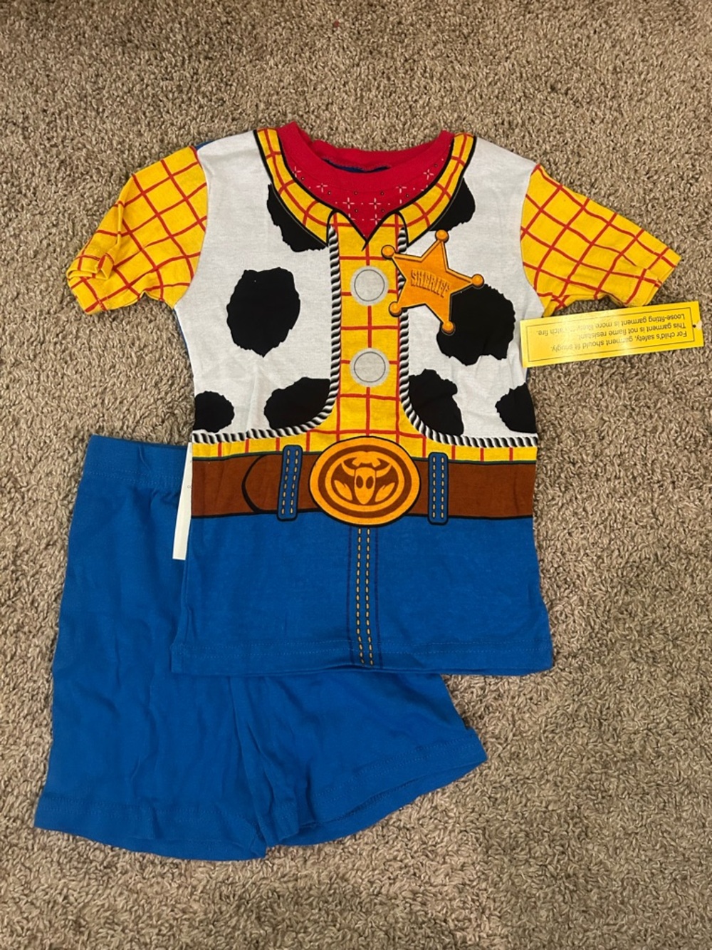 Disney Woody Cowboy Boys Costume Pajama Set Yellow, Blue, White Toy Story 8
